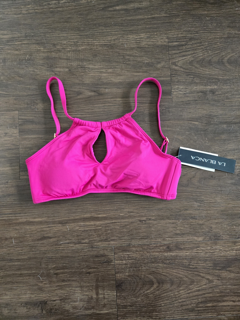 La Blanca Bright Pink Keyhole Swim Bikini Top NWT